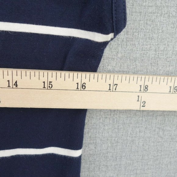 Talbots Shirt Womens Small Blue Striped Button Shoulder Short Sleeve Stretch - Picture 7 of 10